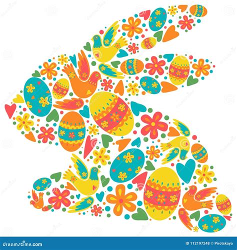 Easter Rabbit Silhouette Bright Colors Stock Vector Illustration Of