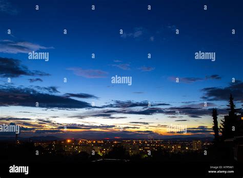 Night sky with city Stock Photo - Alamy