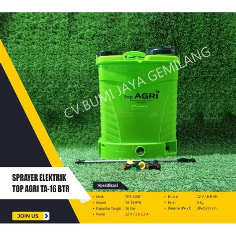 Jual Alat Semprot Hama Sprayer Elektrik Top Agri Ta Btr Shopee