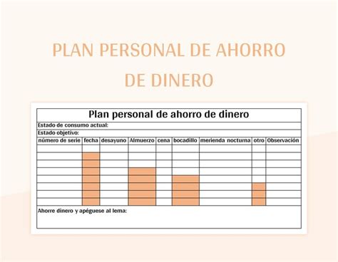 Plantilla De Excel Plan Personal De Ahorro De Dinero Y Hoja De Cálculo