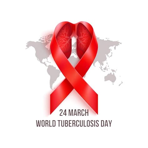 Premium Vector World Tuberculosis Day March Lungs Into Red Ribbon On