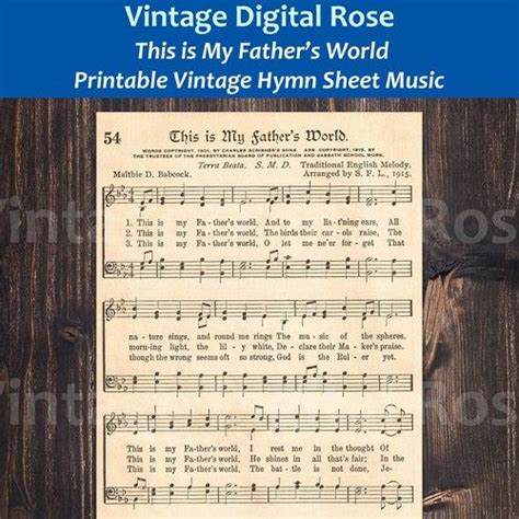 An Old Sheet Music With The Words Vintage Digital Rose This Is My Fathers World