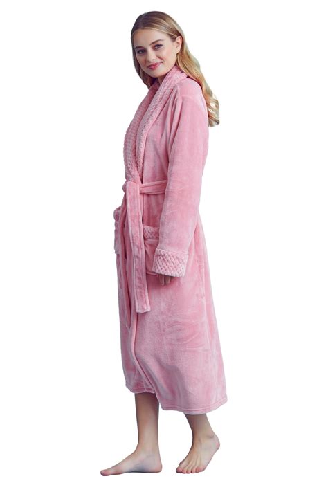 Womens Cozy Fleece Bathrobe Plush Comfort Robe For Women