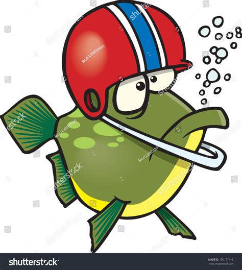 Cartoon Fish Wearing Football Helmet Stock Vector (Royalty Free ...