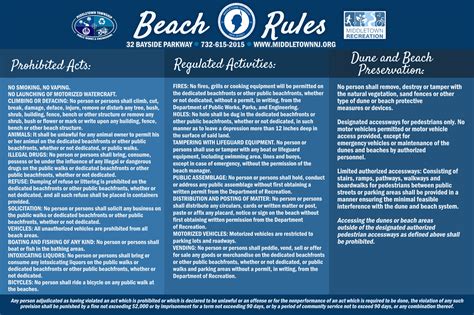 Rules for Township Beaches | Middletown, NJ