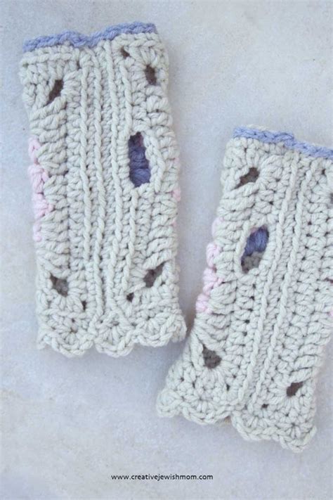 Crocheted Sunburst Granny Square Wrist Warmers Free Pattern Creative