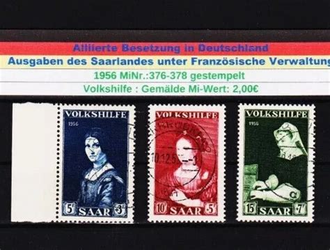 SAARLAND 1955 MINR 376 378 Stamped Set Folk Aid Paintings 0 86