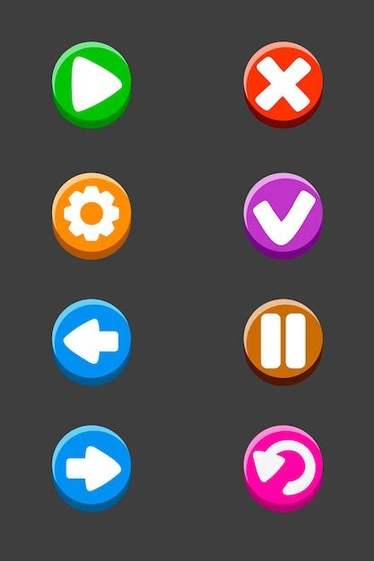 Conjunto De Botones Aislados Para El Juego Vector De Se Ales O Iconos