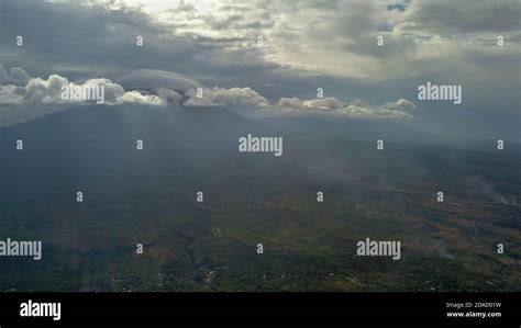 volcano  cloudy clear sky mount merapi  indonesia cloudy sky