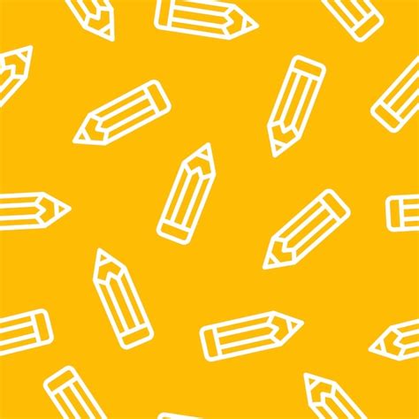 Premium Vector Yellow Seamless Pattern With White Pencils