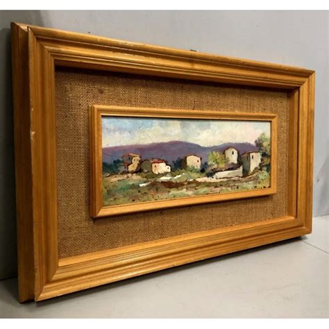 Quadro Dipinto Olio Tavola Maggi Paesaggio Rurale Campagna Campi Casali