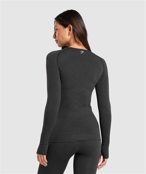 Gymshark Vital Seamless 2 0 Long Sleeve Top Black Marl Gymshark