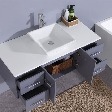 Eviva Eviva Totti Wave 48 X 16 Gray Wall Mounted Bathroom Vanity