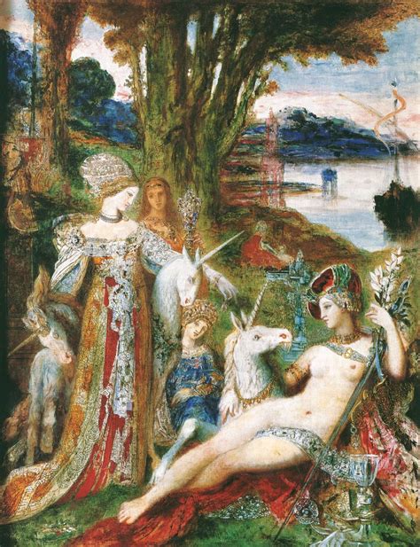 Os unicórnios Gustave Moreau arte de parede em tela ou impressão