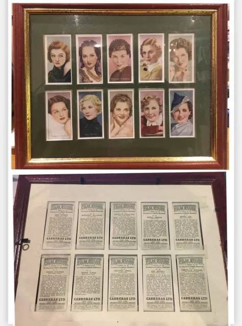 10 VINTAGE, ORIGINAL cigarette cards depicting Famous Film Stars in