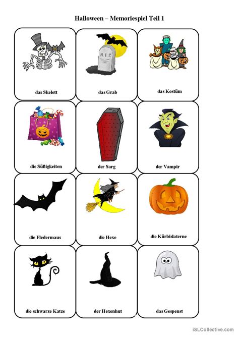 Halloween Memorie Teil 1 Deutsch DAF Arbeitsblätter pdf doc