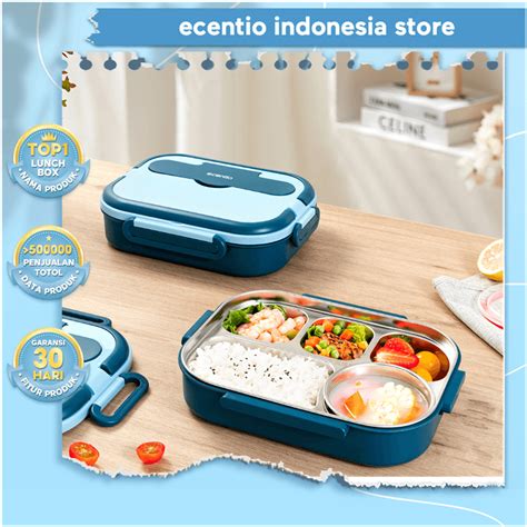 Jual Ecentio Kotak Bekal Makan Stainless 5 Sekat Tempat Sup Lunch Box