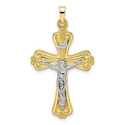 K Two Tone Gold Inri Lord Jesus Christ Crucifix Holy Cross Cross