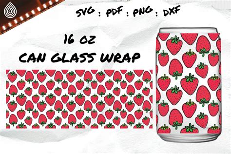 Strawberry 16oz Can Glass Wrap Graphic By Svg Holywatershop · Creative