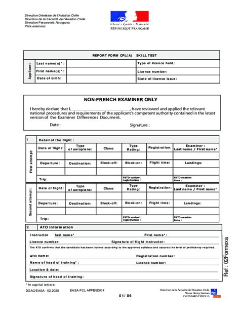 Fillable Online Application Form For Cpl A Skill Test For The Issue Of