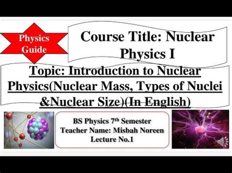 Introduction To Nuclear Physics In English L Nuclear Physics L Bs Msc