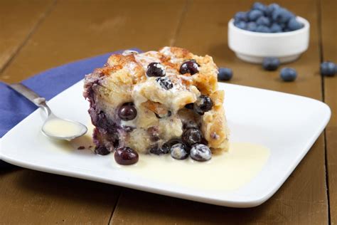 Blueberry Bread Pudding With Creme Anglaise