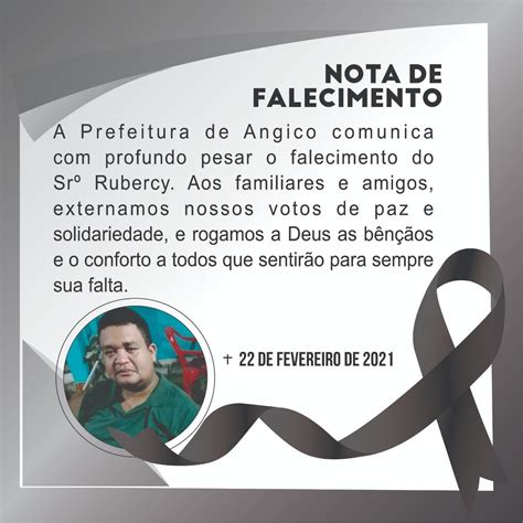 Nota De Falecimento Prefeitura Municipal De Angico