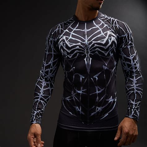 Spiderman Venom 3d Printed Men Compression Crossfit T Shirts Long