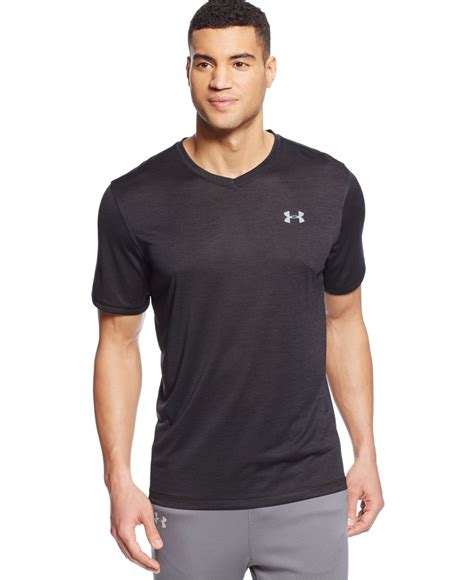 Under Armour V Neck Heatgear® T Shirt In Black For Men Blacksteel Lyst