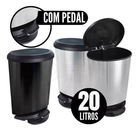 Lixeira Grande 20 Litros Pedal Tampa Tipo Inox Envio 24h MercadoLivre