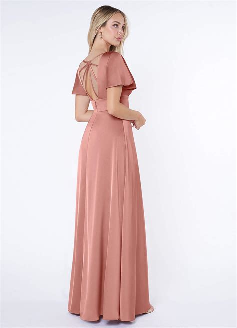 Azazie Lani Stretch Satin Dress Rosette Bridesmaid Dresses Azazie Ca