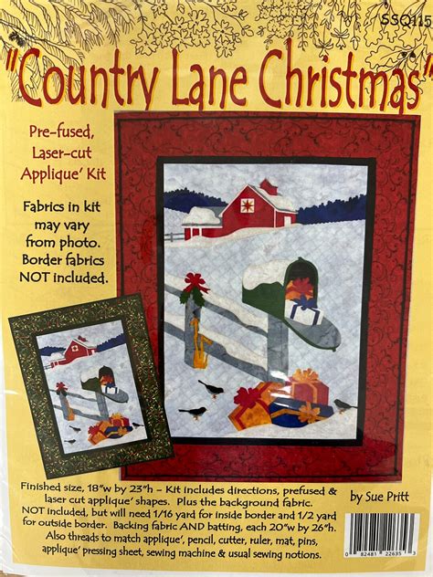 Country Lane Christmas Pre fused Appliqué Quilt Kit Wall Hanging by Sue