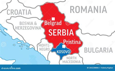 Serbia And Kosovo Map. Zoom On World Map. Vector Illustration ...