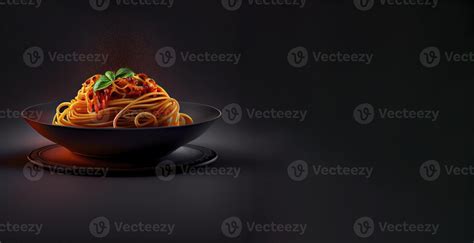 Spaghetti In The Solid Plate Realistic Product Showcase For Food