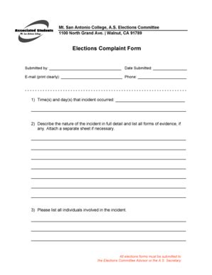 Fillable Online Mtsac Elections Complaint Form Mt San Antonio