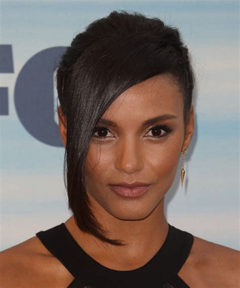 Jessica Lucas Long Straight Dark Brunette Updo Hairstyle With Side