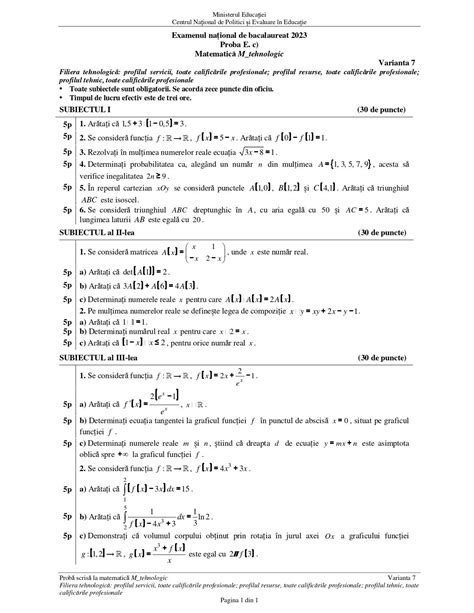 Barem Matematică Bac 2023 sesiunea de toamnă Cum se rezolvă subiectele