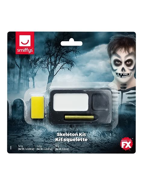 Skelett Make Up Set Halloween 4 teilig weiss schwarz günstige