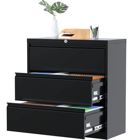 Supeer 3 Drawer Metal Lateral File Cabinet With Lock Large Capacity File Storage Cabinet For