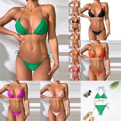 New Womens Push Up Strap Bikini Set High Cut Two Piece Swimwear