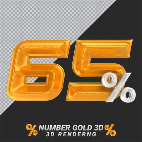 Premium Psd Number 65 Gold 3d Rendering