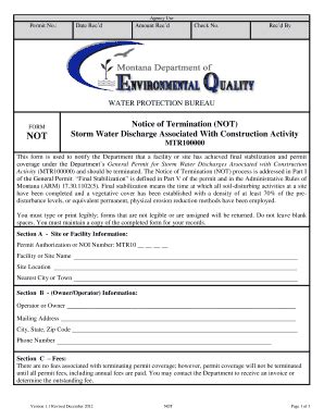 Fillable Online Deq Mt Montana Deq Notice Of Termination Not