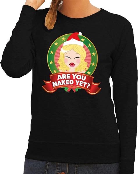 Foute Kersttrui Sweater Zwart Are You Naked Yet Voor Dames XS