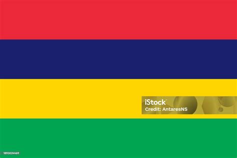 The Official Current Flag Of Republic Of Mauritius State Flag Of Mauritius Illustration Stock