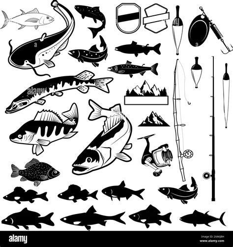 Set Of Fishing Club Logo Templates And Design Elements Fish