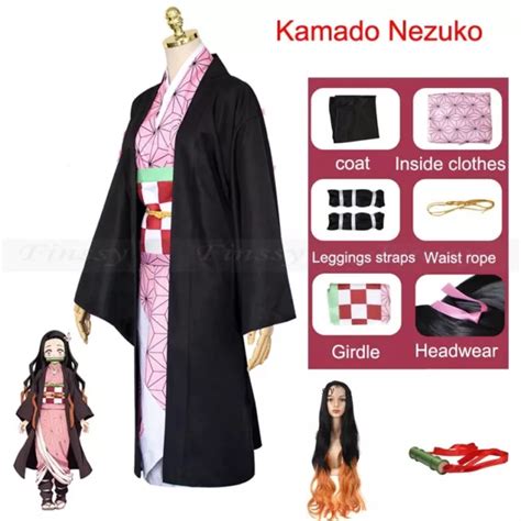 Demon Slayer Kimetsu No Yaiba Costume Kamado Nezuko Cosplay Kimono