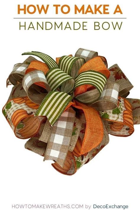 An Orange And Green Bow With The Words How To Make A Handmade Bow On It