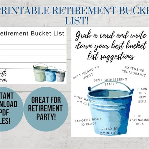 Retirement Bucket List Etsy