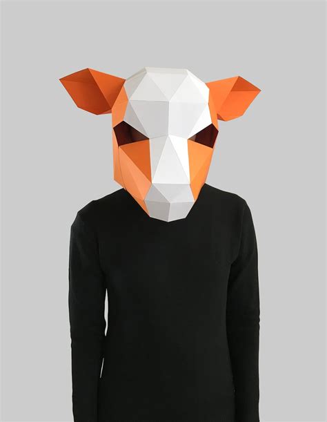 Cow Mask Template Paper Mask, Papercraft Mask, Masks, 3d Mask, Low Poly Mask, 3d Paper Mask ...