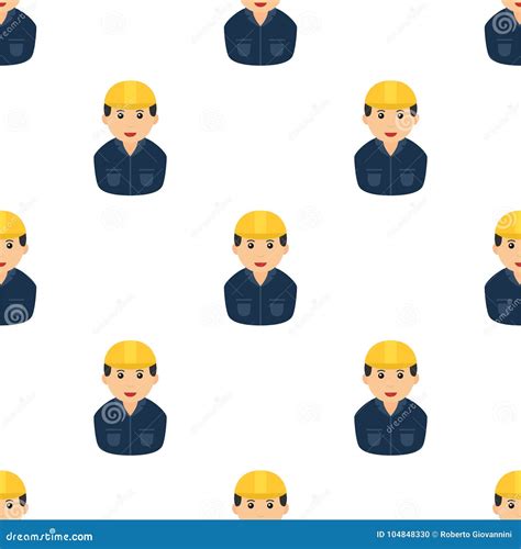 Worker Man with Safety Helmet Seamless Stock Vector - Illustration of